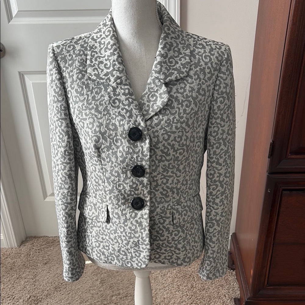 Le Suit Petite Elegant Gray Patterned Women's Blazer